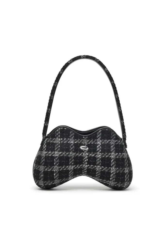 Double-D-Schultertasche Double-D-Schultertasche mit Hahnentrittmuster