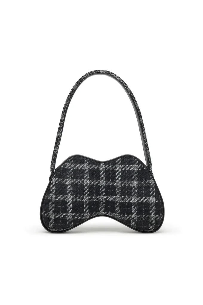 Double-D-Schultertasche Double-D-Schultertasche mit Hahnentrittmuster