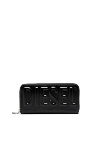 dsl 3d -continental zip l Lange Reißverschlussbrieftasche aus Leder mit Logo-Prägung
