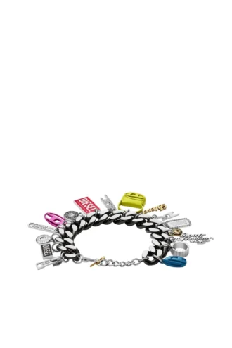 dx1524 Schmuckstück Armband aus schwarzem Edelstahl mit Anhängern