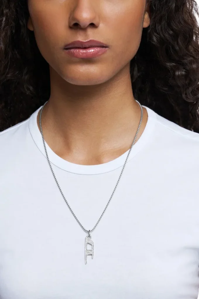 dx1624040 Schmuck Edelstahl-Halskette mit glitzerndem Anhänger