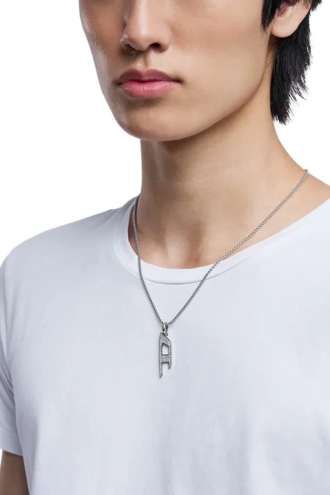 dx1624040 Schmuck Edelstahl-Halskette mit glitzerndem Anhänger