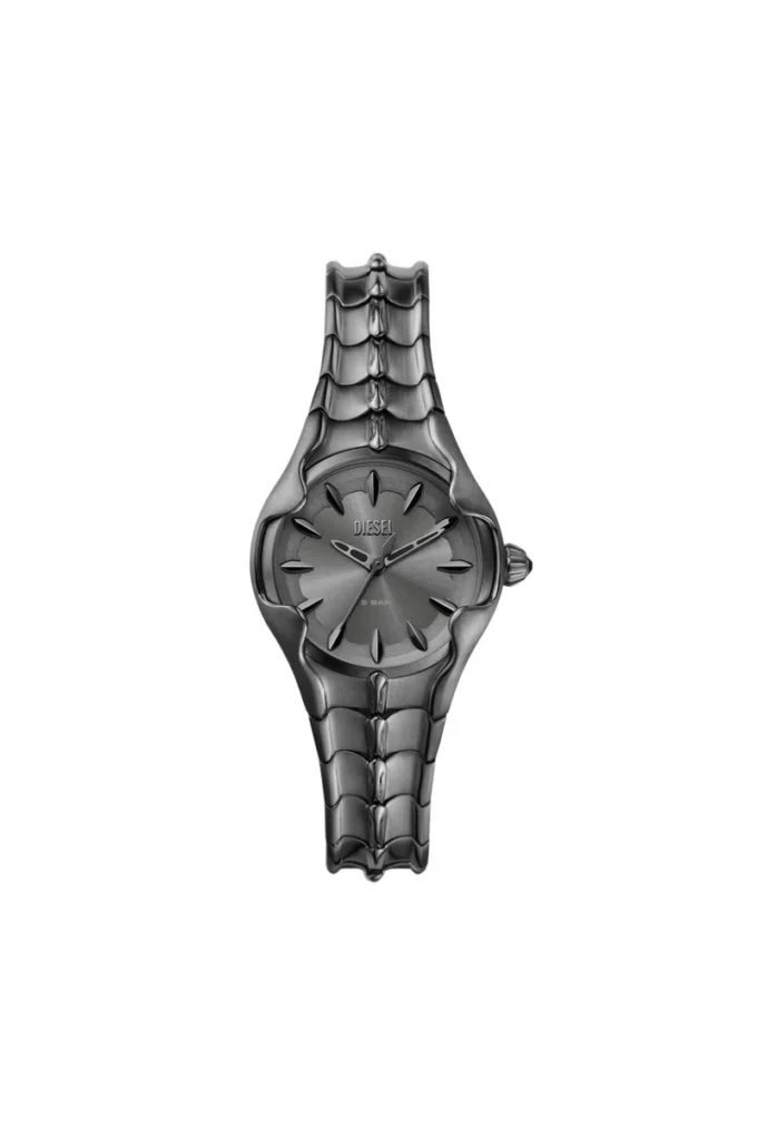 dz5603 Vert Dreizeigeruhr aus gunmetalfarbenem Edelstahl