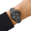 dz5603 Vert Dreizeigeruhr aus gunmetalfarbenem Edelstahl