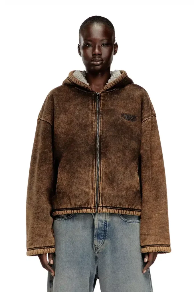 f-ella Hoodie mit Reißverschluss, Acid-Wash-Effekt und Teddyfutter f-ella Hoodie mit Reißverschluss, Acid-Wash-Effekt und Teddyfutter