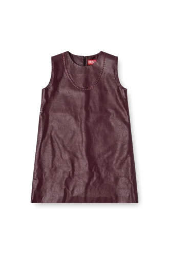 fr-d-ares Burgunderrotes, ärmelloses Minikleid aus beschichtetem Stoff