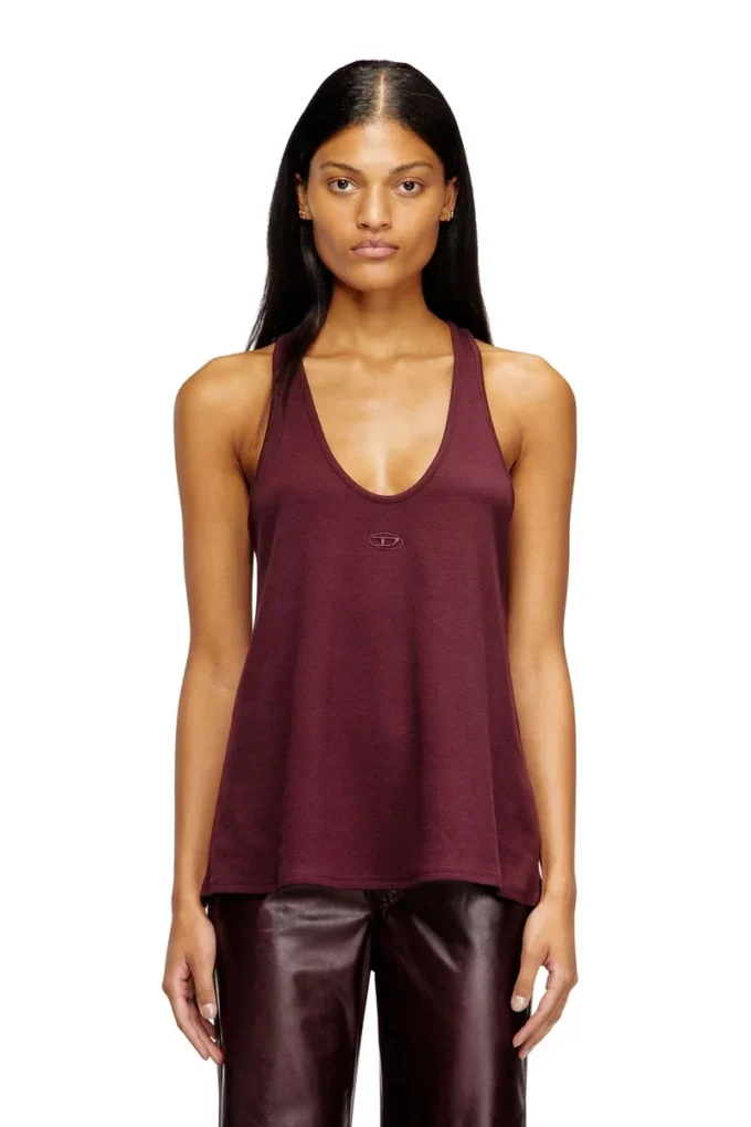 fr-t-ipsya Burgunderrotes Tanktop mit Oval D-Detail fr-t-ipsya Burgunderrotes Tanktop mit Oval D-Detail