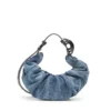 grab-d hobo s Grab-D-Small Scrunched Hobo-Tasche aus behandeltem Denim