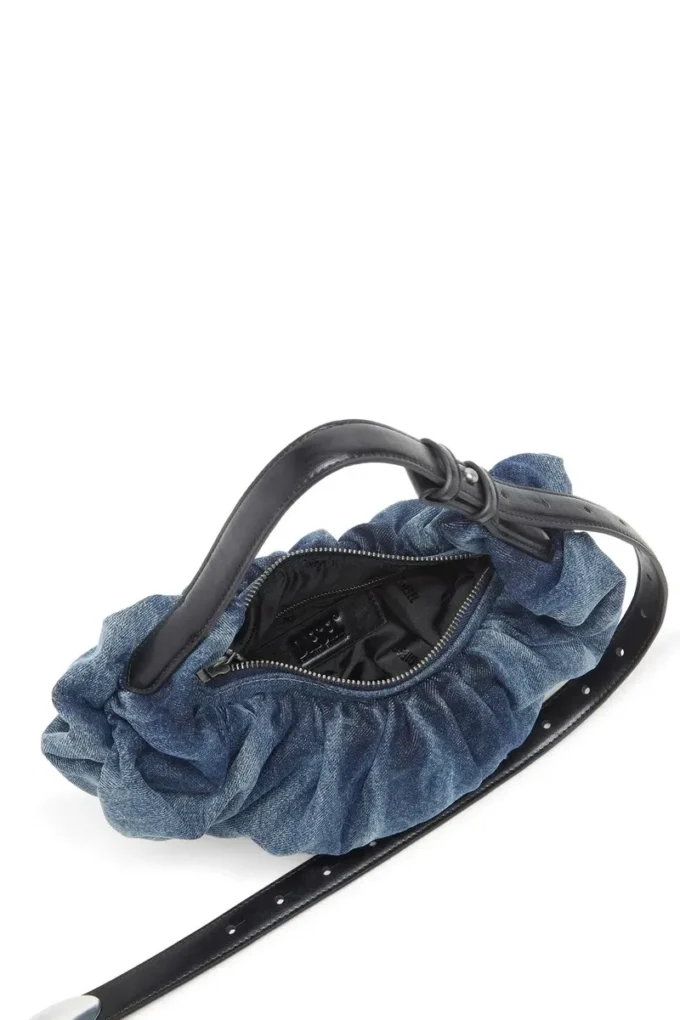grab-d hobo s Grab-D-Small Scrunched Hobo-Tasche aus behandeltem Denim