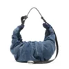 grab-d Hobo-Tasche l Grab-D-Large geknitterte Hobo-Tasche aus behandeltem Denim