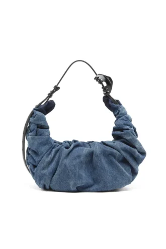 grab-d Hobo-Tasche l Grab-D-Large geknitterte Hobo-Tasche aus behandeltem Denim