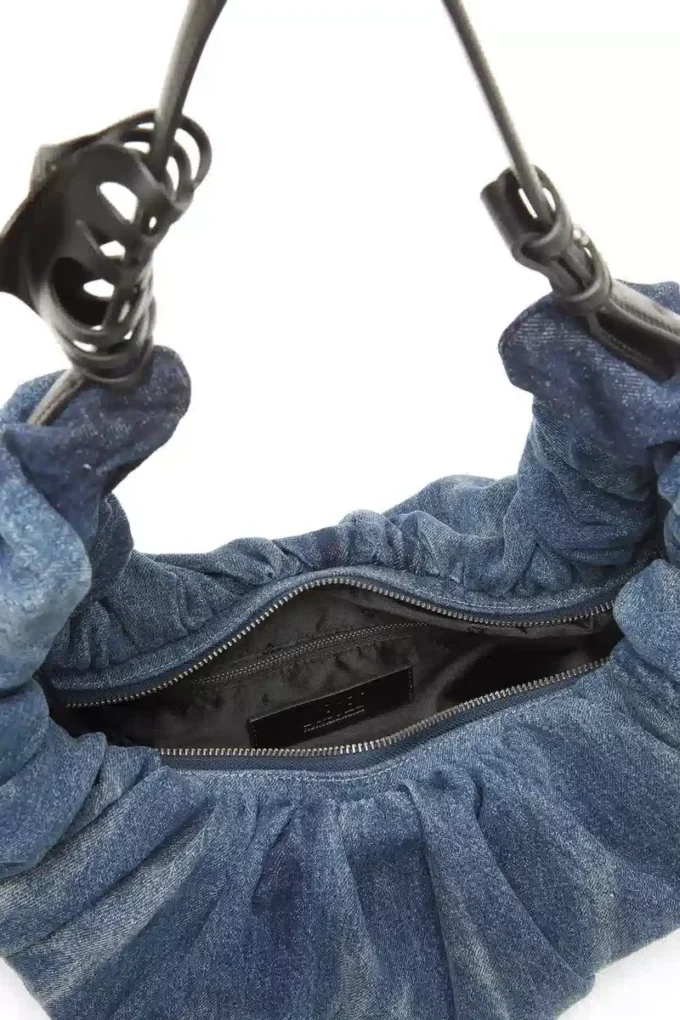 grab-d Hobo-Tasche l Grab-D-Large geknitterte Hobo-Tasche aus behandeltem Denim