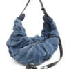 grab-d Hobo-Tasche l Grab-D-Large geknitterte Hobo-Tasche aus behandeltem Denim