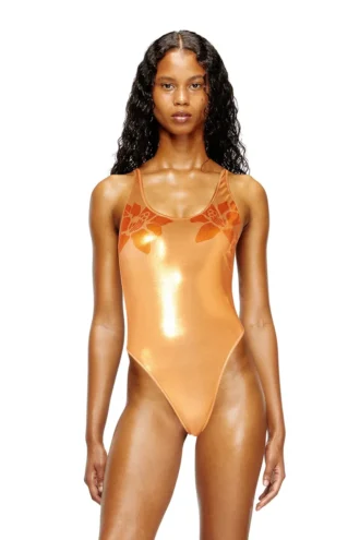 ivo_nny_swimsuit Metallischer Badeanzug mit Lotus-Print