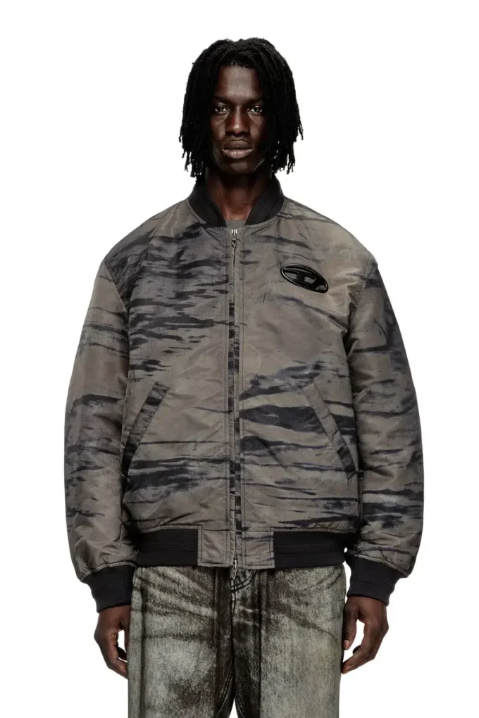 j-kepes-dlbz Gesteppte Bomberjacke aus bedrucktem Satin
