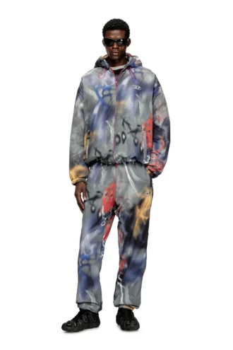 j-mirr Gesteppte Windjacke mit Graffiti-Print
