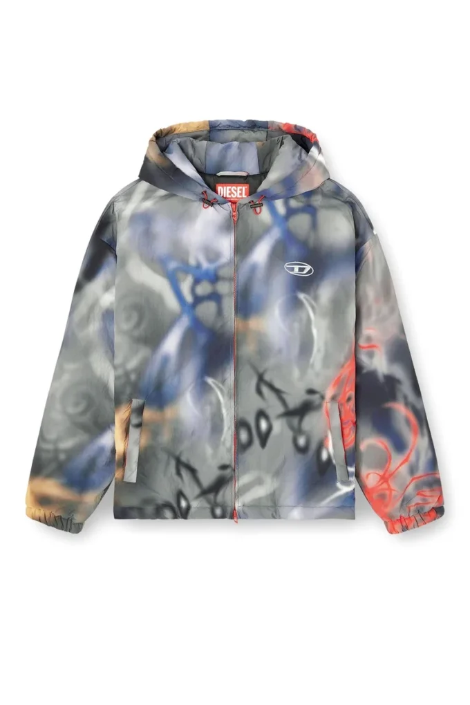 j-mirr Gesteppte Windjacke mit Graffiti-Print