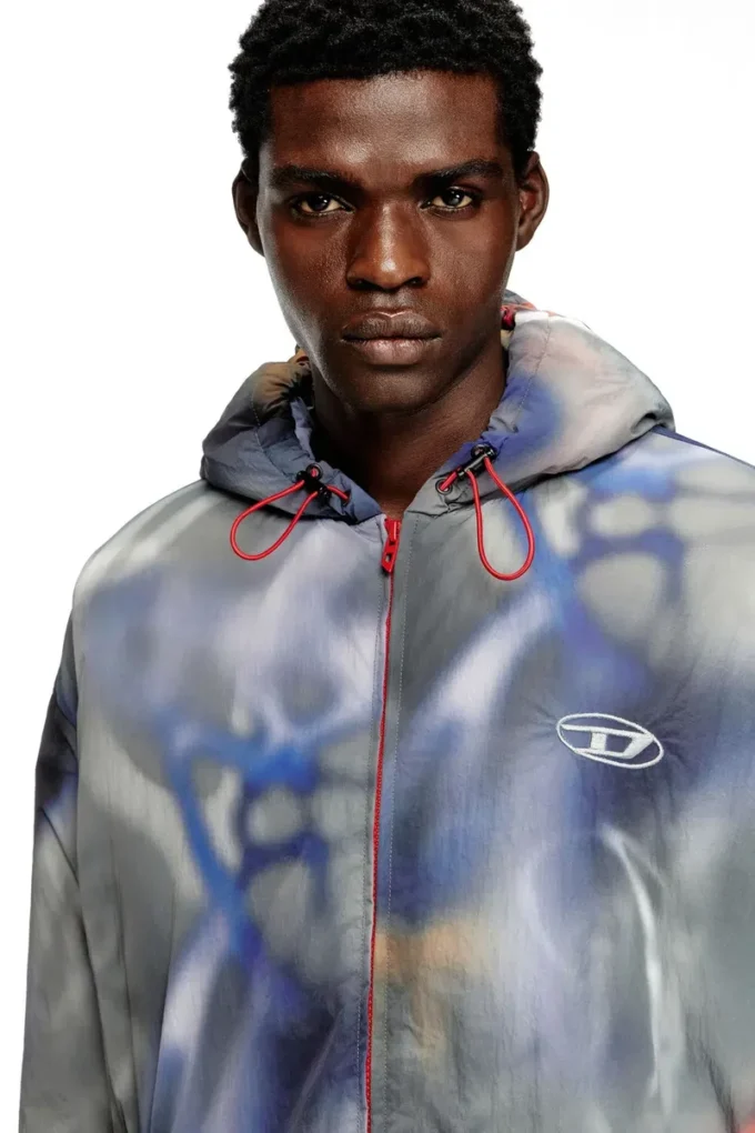 j-mirr Gesteppte Windjacke mit Graffiti-Print