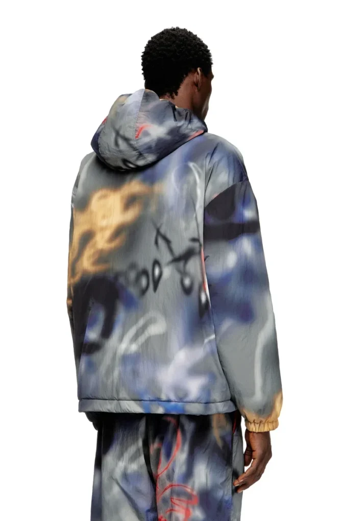 j-mirr Gesteppte Windjacke mit Graffiti-Print