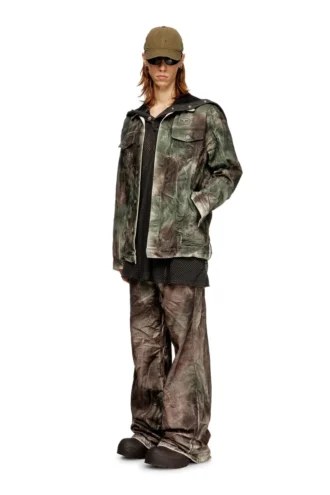 j-thug-jkt Truckerjacke aus geknittertem Camo-Canvas