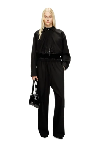 j-ting-fem-r2 Kurze Jacke aus Tailoring-Stoff und Nylon