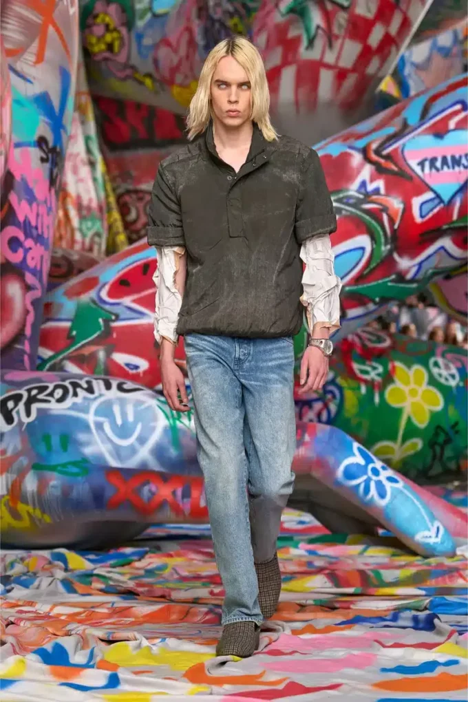 j-valois Kurzarmjacke aus Nylon in Denim-Optik