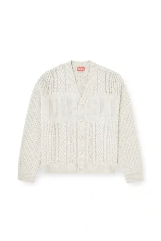 k-antoine Strickjacke mit Zopfmuster und Diesel-Logo