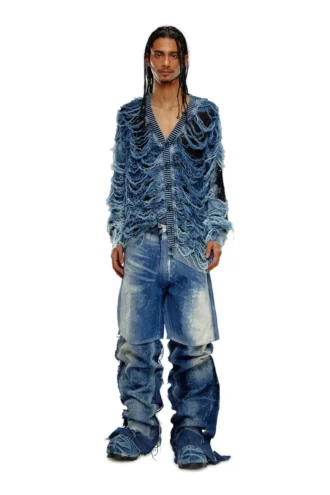 k-boboli Destroyed Indigo-Cardigan mit V-Ausschnitt
