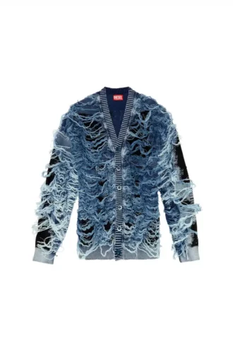 k-boboli Destroyed Indigo-Cardigan mit V-Ausschnitt