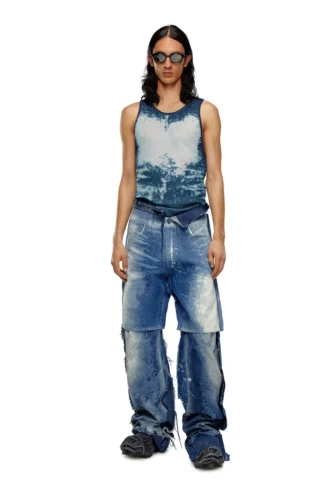 k-bossino Tanktop aus devoré-Metallic-Strick