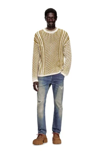 k-moise Pullover mit Zopfmuster und umgekehrtem Aufdruck