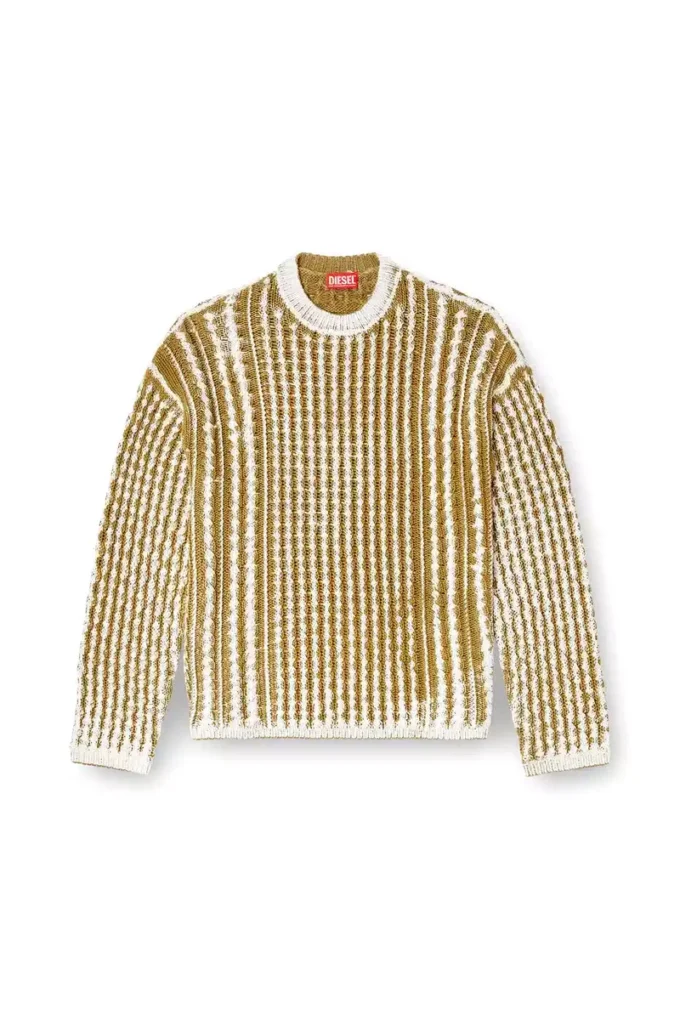 k-moise Pullover mit Zopfmuster und umgekehrtem Aufdruck