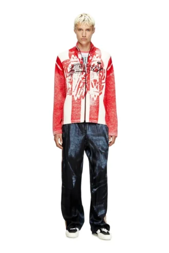 k-oliba-jkt Strickjacke mit Reißverschluss und gestreiftem Innenprint