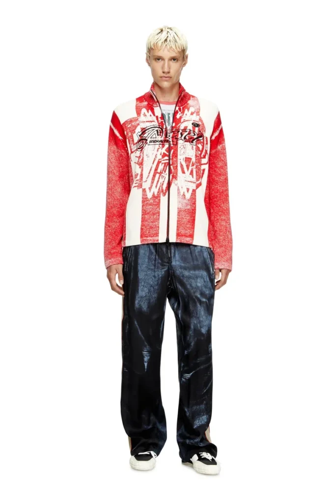 k-oliba-jkt Strickjacke mit Reißverschluss und gestreiftem Innenprint