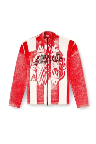 k-oliba-jkt Strickjacke mit Reißverschluss und gestreiftem Innenprint