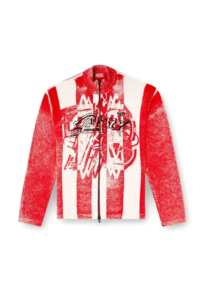 k-oliba-jkt Strickjacke mit Reißverschluss und gestreiftem Innenprint