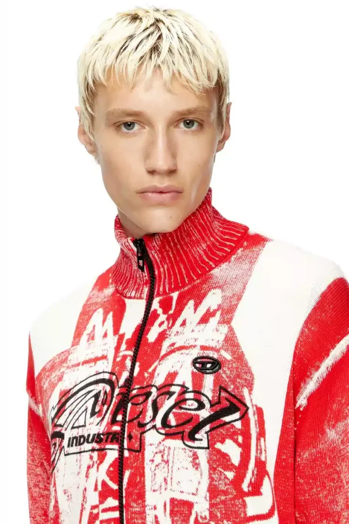 k-oliba-jkt Strickjacke mit Reißverschluss und gestreiftem Innenprint