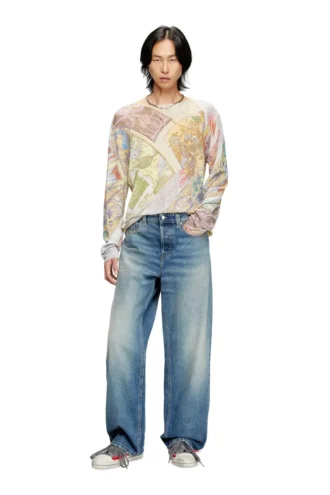 k-renton Leinenpullover mit mittelalterlichem Print