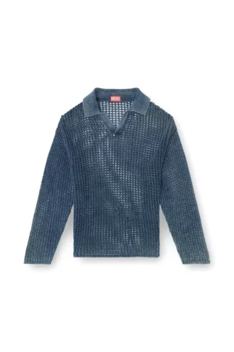 k-squared Offen gestrickter Polo-Pullover aus Denimgarn