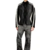 l-adam Bikerjacke aus Leder mit Farbblock-Design