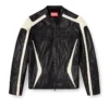 l-adam Bikerjacke aus Leder mit Farbblock-Design