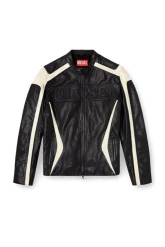 l-adam Bikerjacke aus Leder mit Farbblock-Design