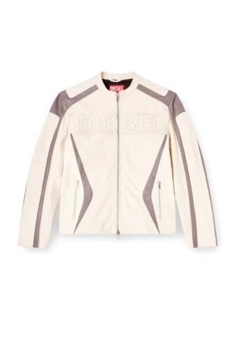 l-adam Bikerjacke aus Leder mit Farbblock-Design