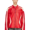 l-adam Bikerjacke aus Leder mit Farbblock-Design