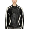 l-adam Bikerjacke aus Leder mit Farbblock-Design