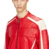 l-adam Bikerjacke aus Leder mit Farbblock-Design
