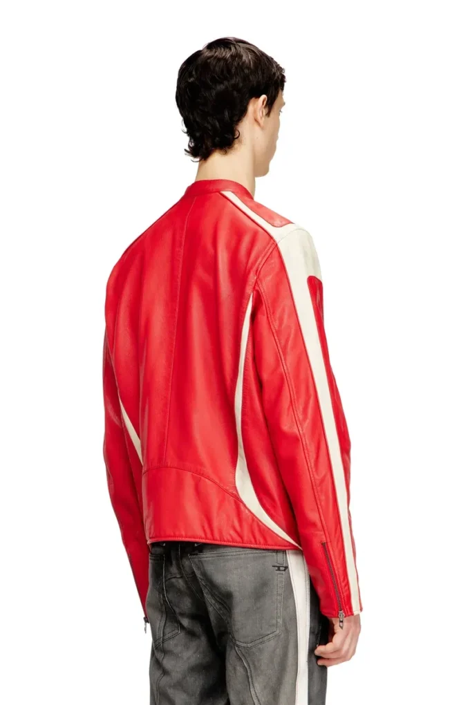 l-adam Bikerjacke aus Leder mit Farbblock-Design