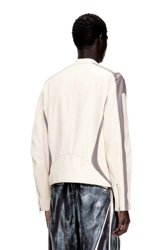 l-adam Bikerjacke aus Leder mit Farbblock-Design