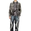 l-amar-enbi Leder-Coachjacke mit Biker-Print