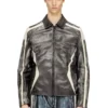 l-amar-enbi Leder-Coachjacke mit Biker-Print
